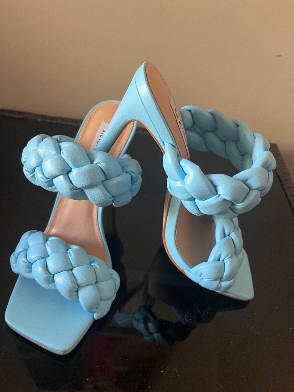 Steve Madden 9.5 light aqua blue open toe heels